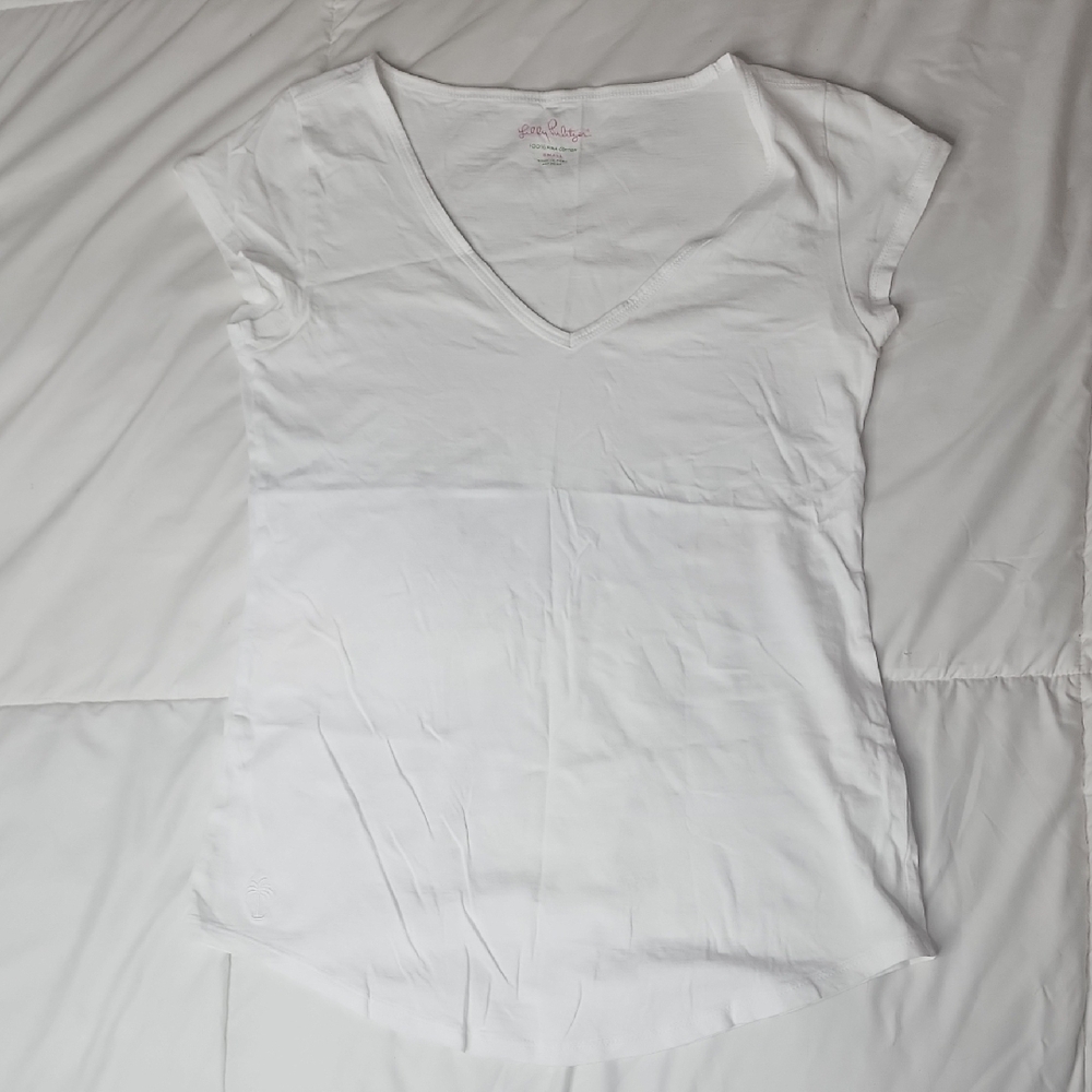 Lilly Pulitzer White Fitted Cap Sleeve T-Shirt
